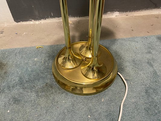 Italian Floor Lamp in Brass and Opaline Glass, 1980s-JJC-1447076