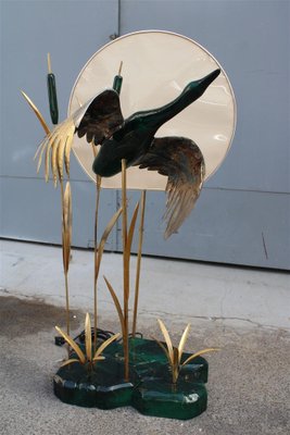 Italian Floor Lamp in Malachite & Brass, 1970s-EH-1702310