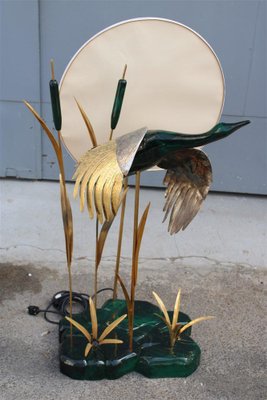 Italian Floor Lamp in Malachite & Brass, 1970s-EH-1702310