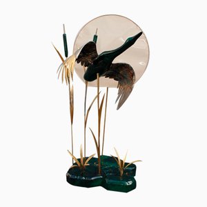 Italian Floor Lamp in Malachite & Brass, 1970s-EH-1702310