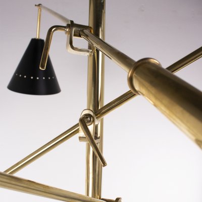 Italian Floor Lamp with Articulated Arms, Adjustable Lacquered Brass Lampshade & Marble Base from Arredoluce-MPO-1034925