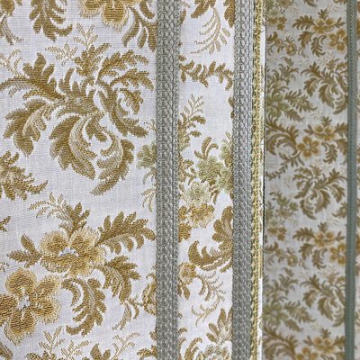 Italian Floral Fabric Folding Screen with Wooden Feet, 1940s-GDD-1778310