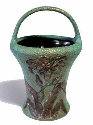 Italian Floral Pottery Vase from Deruta, 1940s-GKB-837296