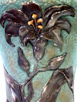 Italian Floral Pottery Vase from Deruta, 1940s-GKB-837296