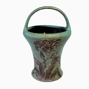 Italian Floral Pottery Vase from Deruta, 1940s-GKB-837296