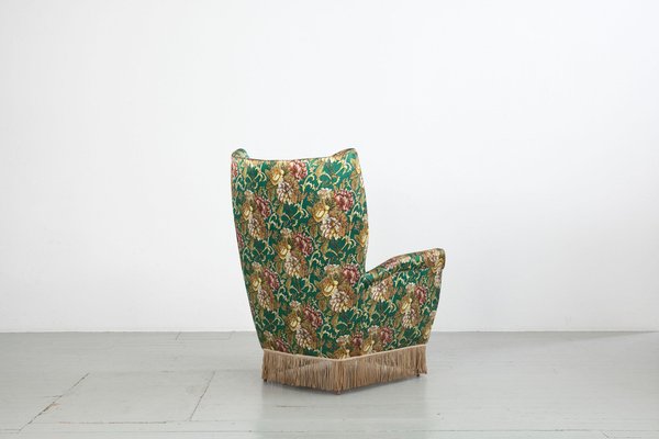 Italian Floral Upholstered Wingback Chairs by I. S. A. Bergamo, 1950s, Set of 2-AA-1313404