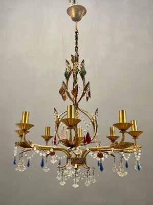 Italian Florentine Gold Gilded Murano Glass Chandelier-JJC-1175109