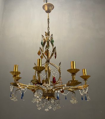 Italian Florentine Gold Gilded Murano Glass Chandelier-JJC-1175109