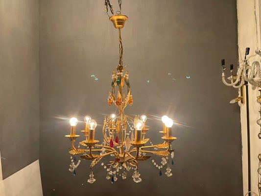 Italian Florentine Gold Gilded Murano Glass Chandelier-JJC-1175109