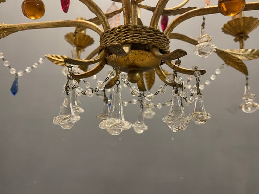 Italian Florentine Gold Gilded Murano Glass Chandelier-JJC-1175109