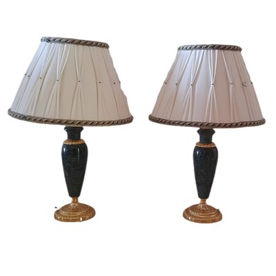 Italian Florentine Table Lamps in Marble and Gilt Brass by Lanciotto Galeotti for L'Originale, 1980s, Set of 2-TCS-1348030