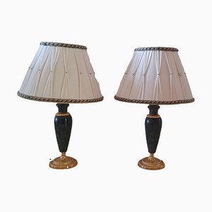 Italian Florentine Table Lamps in Marble and Gilt Brass by Lanciotto Galeotti for L'Originale, 1980s, Set of 2-TCS-1348030