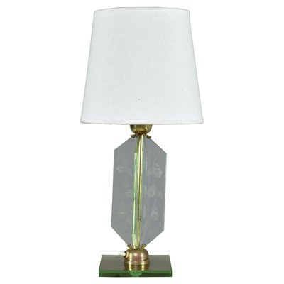 Italian Flower Engraved Table Lamp in the style of Fontana Arte, 1950s-GXL-1117884