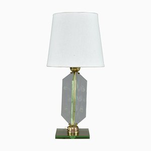 Italian Flower Engraved Table Lamp in the style of Fontana Arte, 1950s-GXL-1117884