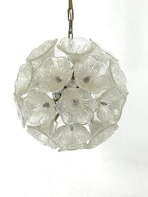 Italian Flower Murano Glass and Chrome Sputnik Ceiling Light in the style of Venini, 1970s-OT-1811476