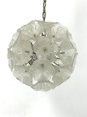 Italian Flower Murano Glass and Chrome Sputnik Ceiling Light in the style of Venini, 1970s-OT-1811476