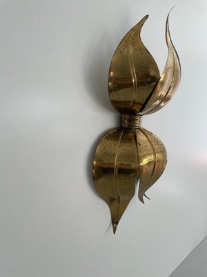 Italian Flower Shaped Gold Metal Wall Lamp, 1960s-RDS-1722835