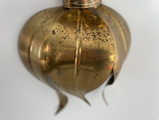 Italian Flower Shaped Gold Metal Wall Lamp, 1960s-RDS-1722835