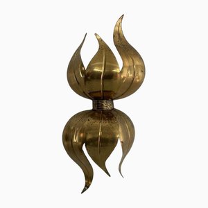 Italian Flower Shaped Gold Metal Wall Lamp, 1960s-RDS-1722835