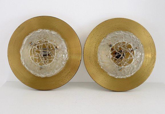 Italian Flush Mounts in Brass by Angelo Brotto for Esperia, 1970s, Set of 2-VNE-966057