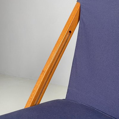 Italian Folding Chair in Wood and Blue Fabric Structure, 1990s-GDD-2020933