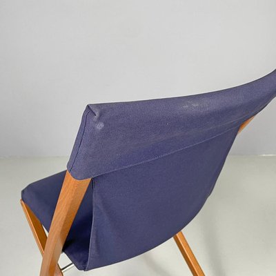 Italian Folding Chair in Wood and Blue Fabric Structure, 1990s-GDD-2020933