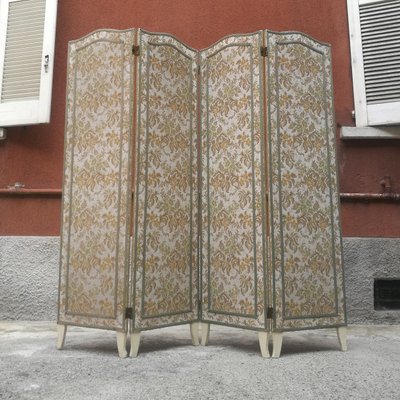 Italian Four-Wing Floral Fabric Screen, 1940s-GDD-1096851