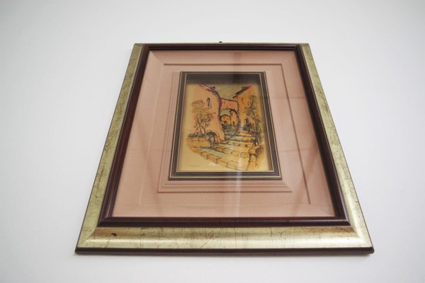 Italian Framed Gold Leaf Pictures by R. Pighetti, 1970s, Set of 2-KNM-908898