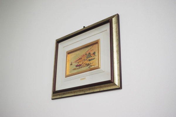 Italian Framed Gold Leaf Pictures by R. Pighetti, 1970s, Set of 2-KNM-908898