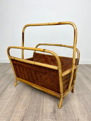 Italian Franco Albini Style Magazine Rack in Rattan and Bamboo, 1960s-LYQ-1171597