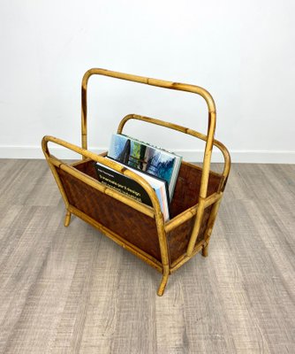 Italian Franco Albini Style Magazine Rack in Rattan and Bamboo, 1960s-LYQ-1171597