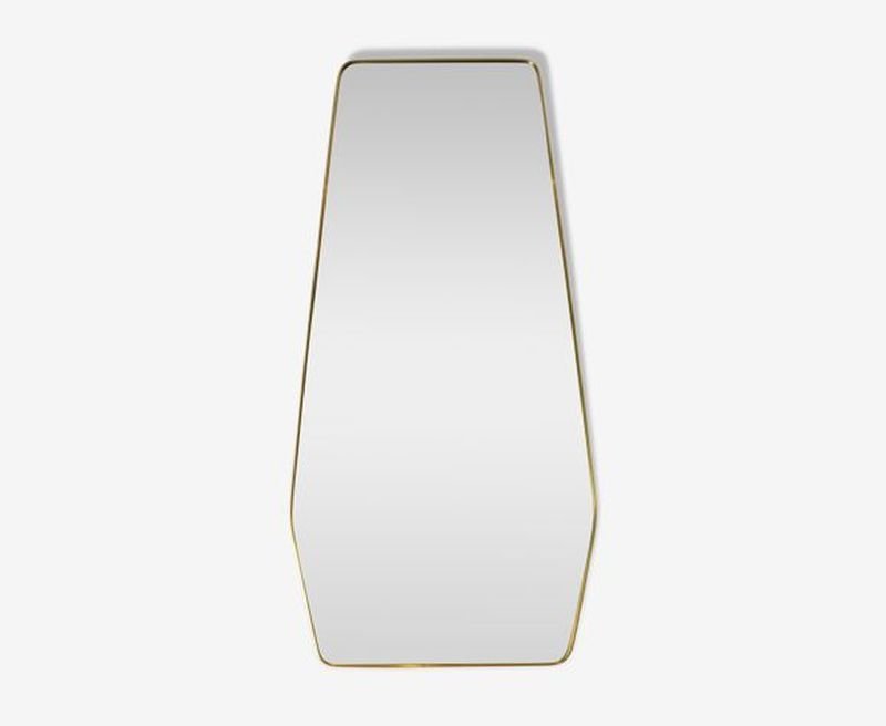 Italian Free-Form Mirror in Gilded Brass, 1960s