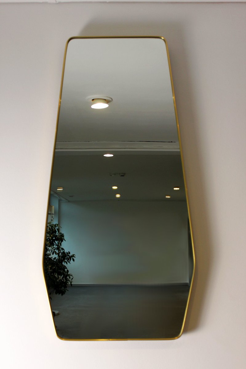 Italian Free-Form Mirror in Gilded Brass, 1960s