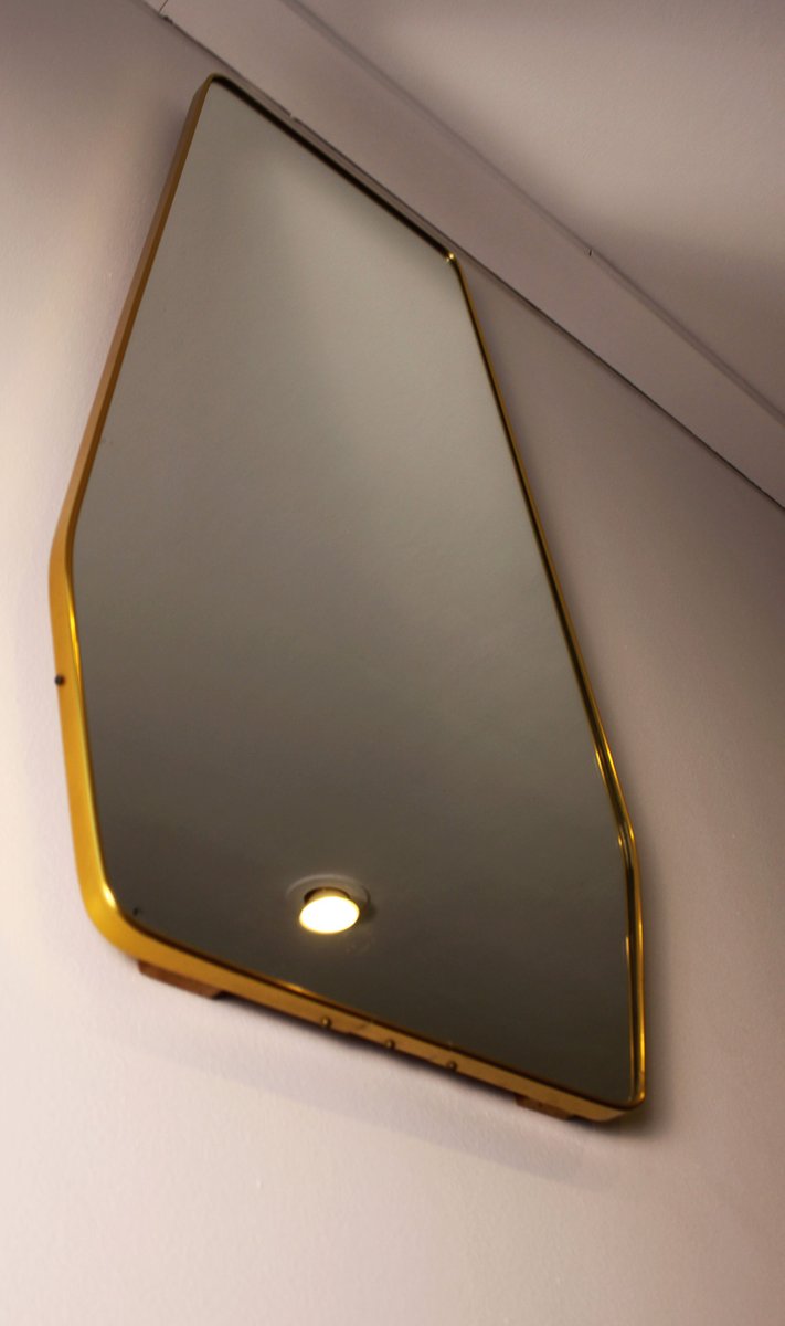 Italian Free-Form Mirror in Gilded Brass, 1960s