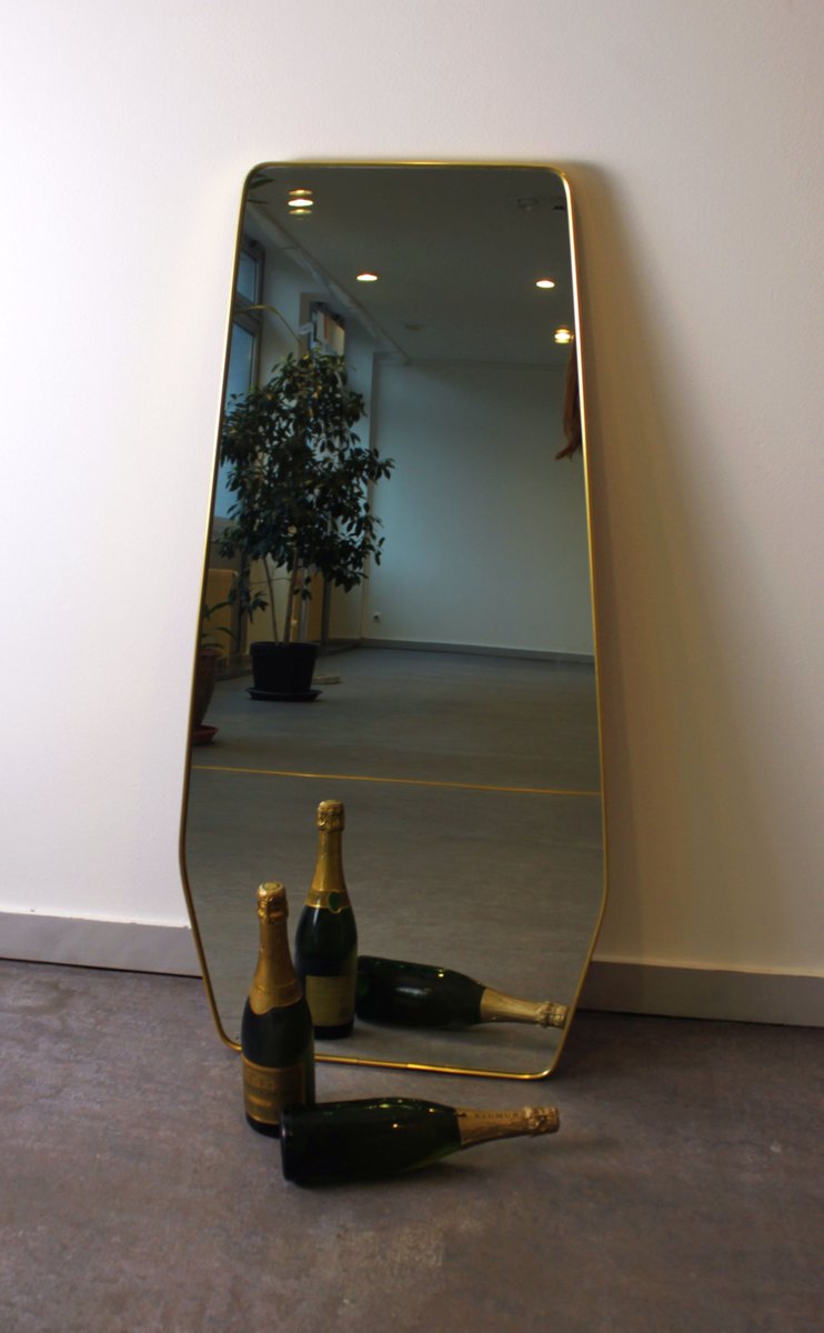 Italian Free-Form Mirror in Gilded Brass, 1960s