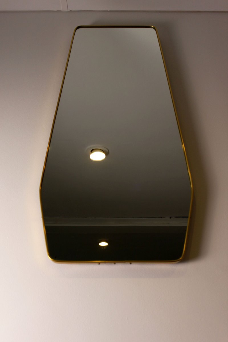 Italian Free-Form Mirror in Gilded Brass, 1960s