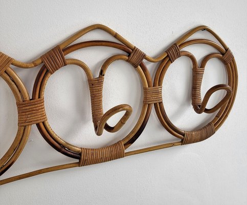 Italian French Riviera Style Coat Rack in Bamboo & Rattan, 1960s-EUP-1405815