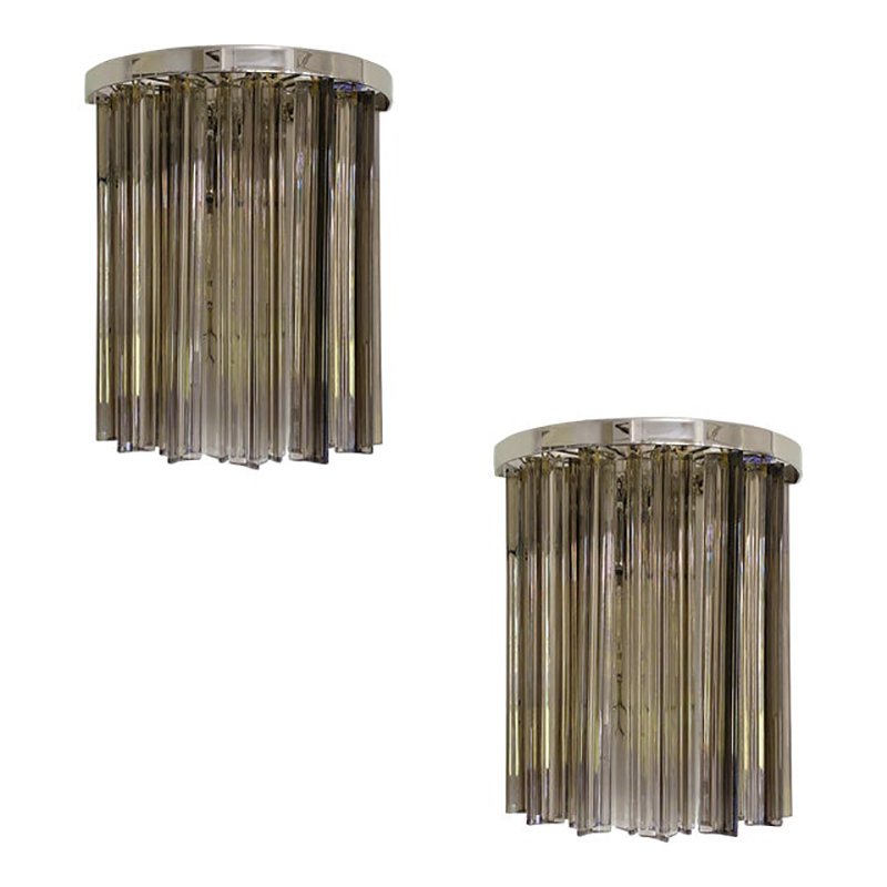 Italian Fumè Triedro Belt Wall Sconces by Simoeng, Set pf 2