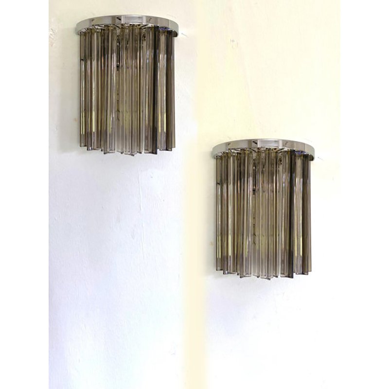 Italian Fumè Triedro Belt Wall Sconces by Simoeng, Set pf 2