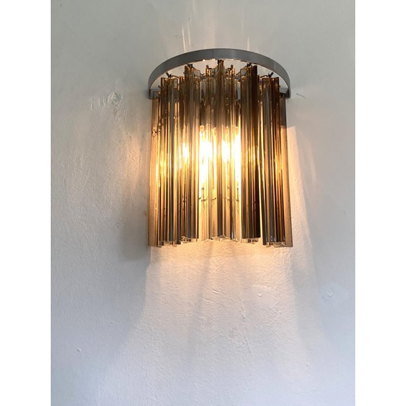 Italian Fumè Triedro Belt Wall Sconces by Simoeng, Set pf 2