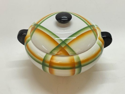 Italian Futurist Airbrushed Ceramic Soup Bowl by Angelo Simonetto, 1930s-JDR-1125561