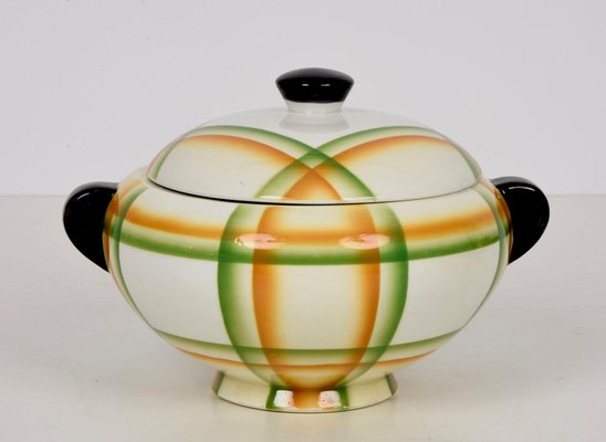 Italian Futurist Airbrushed Ceramic Soup Bowl by Angelo Simonetto, 1930s-JDR-1125561