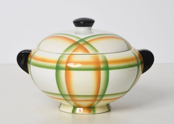 Italian Futurist Airbrushed Ceramic Soup Bowl by Angelo Simonetto, 1930s-JDR-1125561