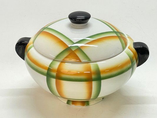 Italian Futurist Airbrushed Ceramic Soup Bowl by Angelo Simonetto, 1930s-JDR-1125561