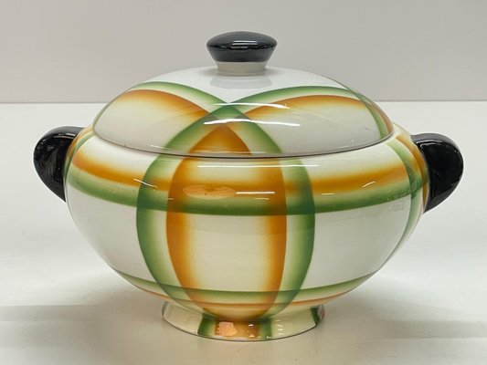 Italian Futurist Airbrushed Ceramic Soup Bowl by Angelo Simonetto, 1930s-JDR-1125561