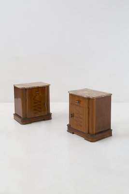 Italian Futurist Bedside Tables in Marble and Walnut, 1915, Set of 2-RCE-1704655