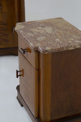 Italian Futurist Bedside Tables in Marble and Walnut, 1915, Set of 2-RCE-1704655