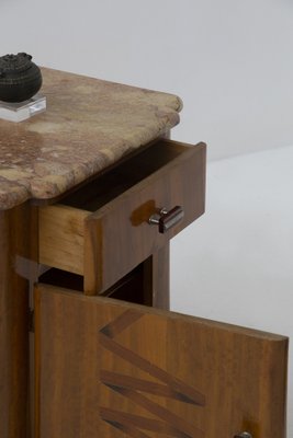 Italian Futurist Bedside Tables in Marble and Walnut, 1915, Set of 2-RCE-1704655