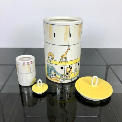 Italian Futurist Ceramic Spice Jar Mix from Alfa, 1950s, Set of 9-LYQ-1171813