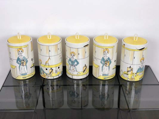 Italian Futurist Ceramic Spice Jar Mix from Alfa, 1950s, Set of 9-LYQ-1171813